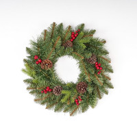 Венок декоративный 70см хвоя литая+ПВХ, с украшениями "Карнавальный" арт.ЕККВ 07