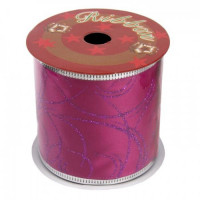 Лента новогодняя поиэстер на леске 6,3*270см "Розовые волны" арт.76272