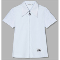 Блузка трикотажная для девочки (Делорас) короткий рукав цвет белый арт.C63727S размерный ряд 34/134-46/170