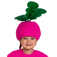 Маска-шапочка карнавальная ткань (САД_ОГОРОД) "Редиска" цв.розовый темный/зелёный р.52-54 арт.4131