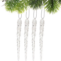 Украшение декор.подвеска "Сосулька прозрачная" 13см 04шт/наб. цв.белый арт.916-1233