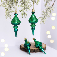 Украшение декор.подвеска пластик "Сосулька. Гламур" 10см 04шт/наб. цв.изумруд арт.107-6165