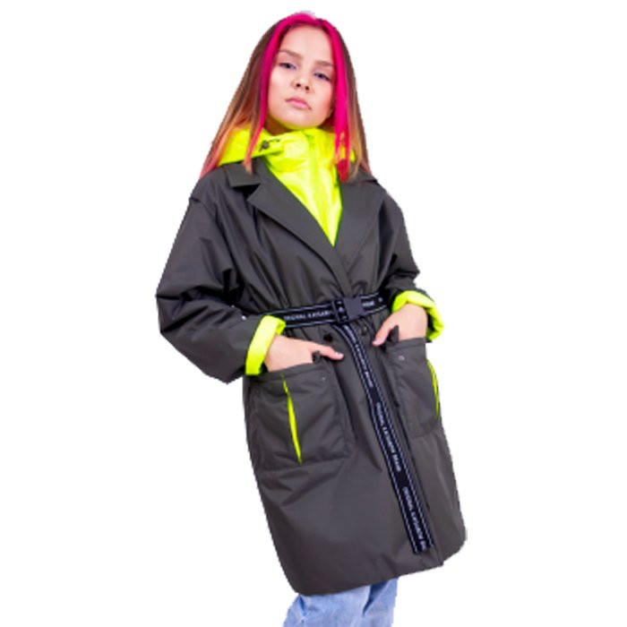 Пальто осеннее для девочки (OVAS) арт.ЛИМБА размерный ряд 36/146-44/170 цвет темно-зеленый