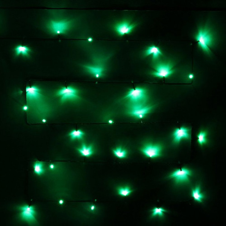 Гирлянда электрическая для дома точечная 9,5м 100LED цвет зеленый (зеленый провод) 8режимов арт.129-033