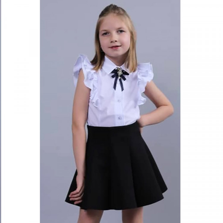 Блузка для девочки (MULTIBRAND) короткий рукав цвет белый арт.471112 размерный ряд 36/140-44/164