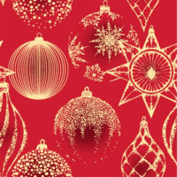 Салфетки бумажные 33*33см 3 слоя 20шт/уп. Bouquet "Золотые украшения на красном" арт.25123