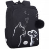 Рюкзак для девочек школьный Grizzly арт.RG-666-5/2 черный - белый 26х39х17 см