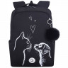Рюкзак для девочек школьный Grizzly арт.RG-666-5/2 черный - белый 26х39х17 см