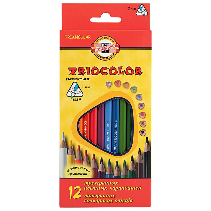 Набор карандашей цветных (Koh-I-Noor) Triocolor 12 цветов трехгранные арт.3132/12