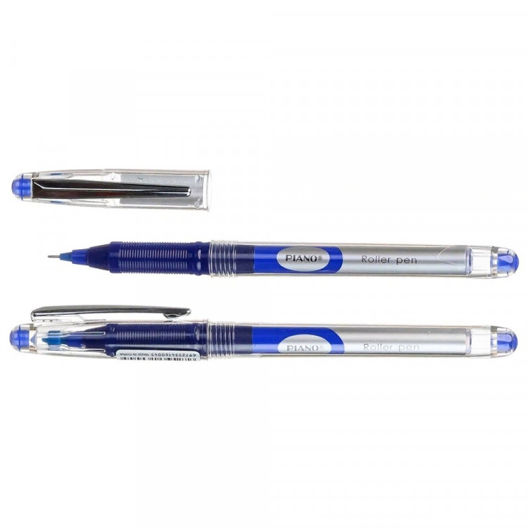 Ручка гелевая серо-прозрачный корпус, колпачок с серебристым клипом, PIANO синий игла арт. Х-5
