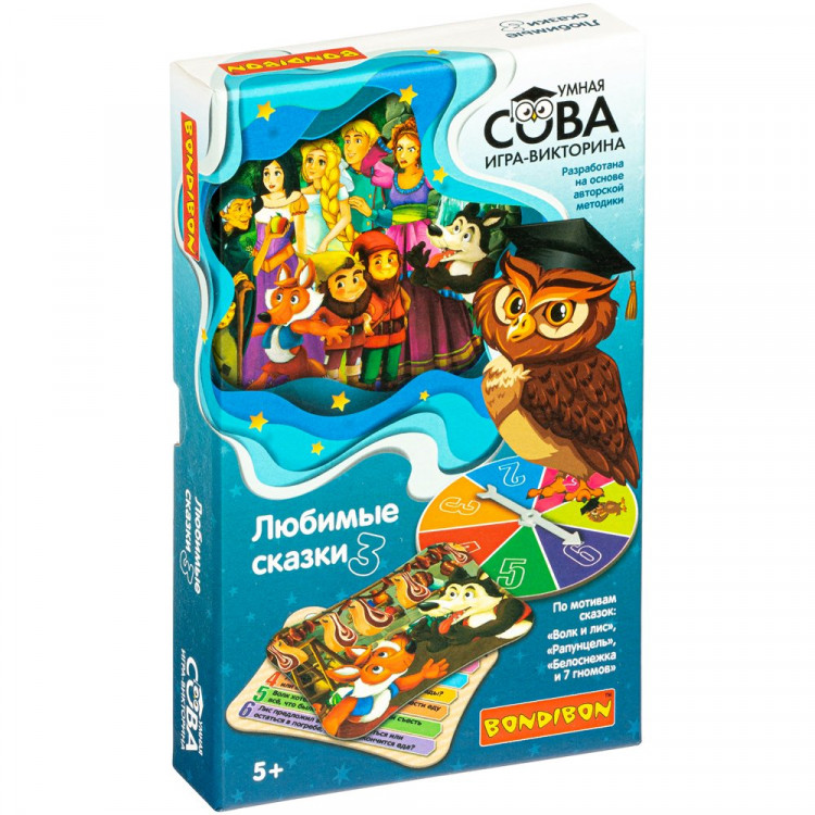 Игра настольная Викторина Умная сова Любимые сказки 3 (Bondibon) арт.ВВ4839