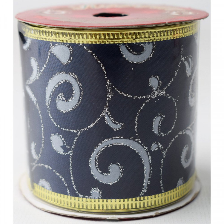 Лента новогодняя полиэстер на леске 6,3*270см "Морская волна" арт.76278