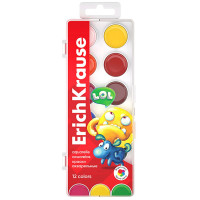 Акварель 12 цветов (ErichKrause) Jolly Friends пластиковая коробка без кисти арт 61366