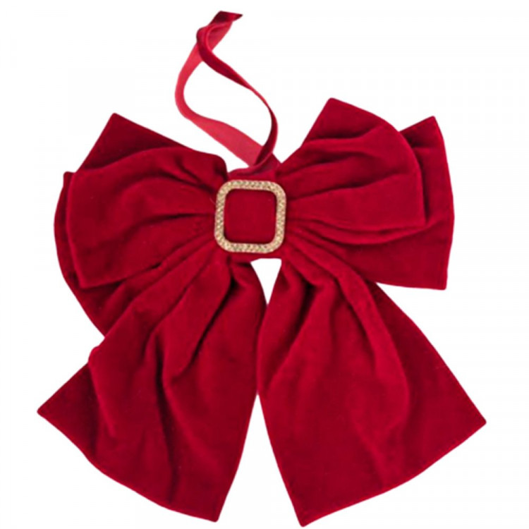 Украшение декоративное "Бант" 17,5*20,5*32см красный бархат арт.94602