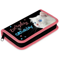 Пенал 1 отделение (Hatber) Белый котик 210х115мм арт.NPn_59346