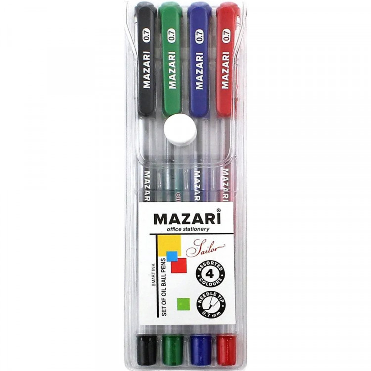 Набор ручек маслянных 4 цвета (Mazari) Sailor  в пластиковом блистере арт.M-5700-4