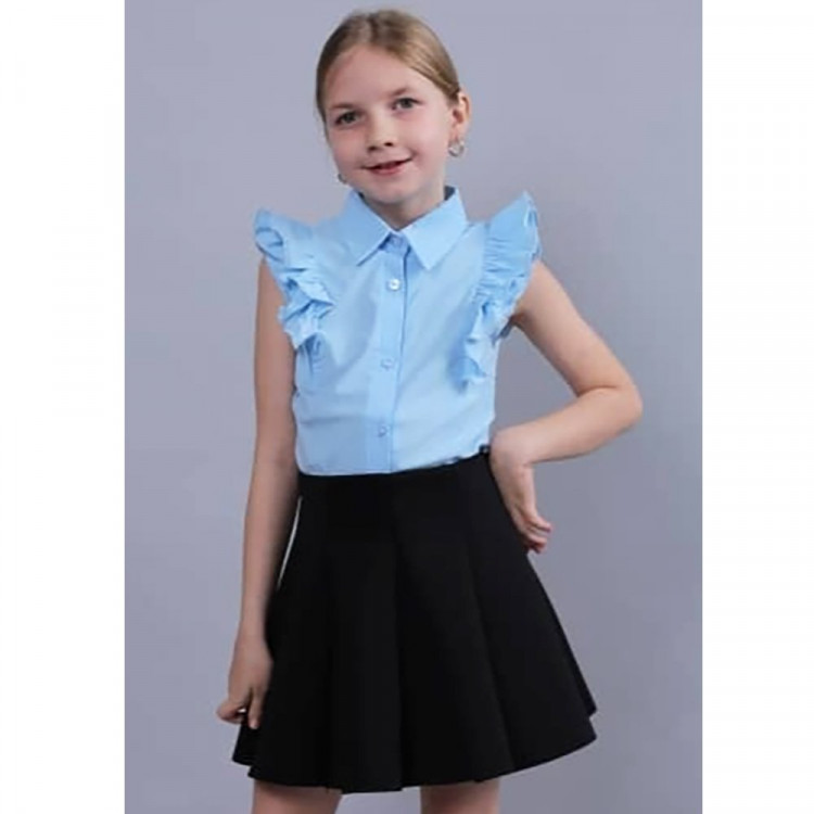 Блузка для девочки (MULTIBRAND) короткий рукав цвет голубой арт.471112 размерный ряд 36/140-44/164