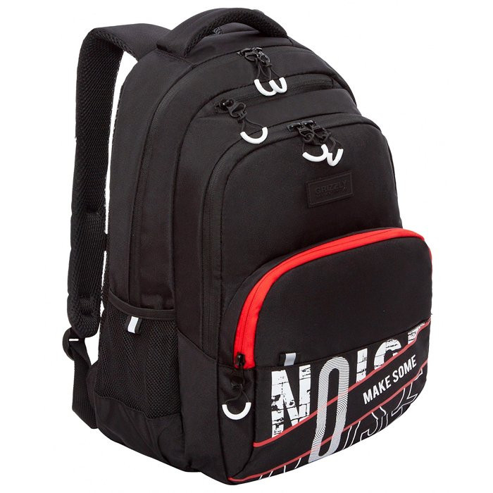 Рюкзак для мальчиков (Grizzly) арт.RU-230-1/3 черный-красный 32х45х23 см