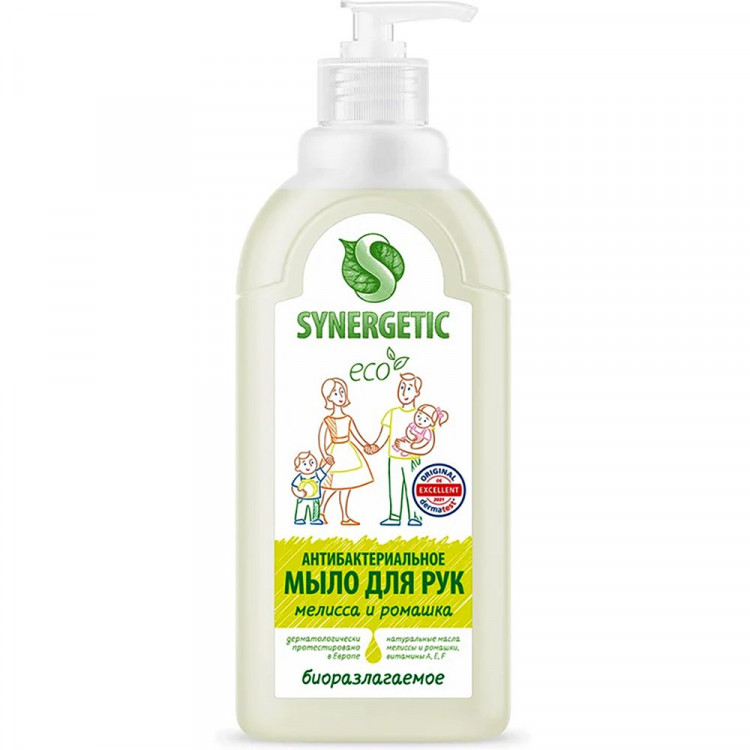 Мыло жидкое 500мл дозатор Synergetic мелиса и ромашка арт.105061 (Ст.14)