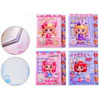 Блокнот А7 твердая обложка 80 листов (Mazari) Девочки с картонными разделителями в ПВХ-обложке ассорти арт.M-3201