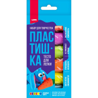 Тесто для лепки Пластишка 6 цветов по 30 грамм коробка (LORI) неоновое арт.Тдл-049