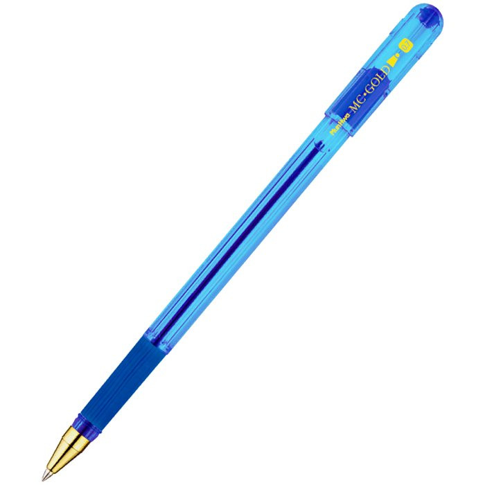 Ручка шариковая  прозрачный корпус  резиновый упор (MC Gold) синяя 0,7мм арт.ВМС07-02 (Ст.12/144/1728)