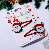 Зажим для волос "Новогодняя сказка-Дед Мороз" 2шт/наб. 5см красный арт.564-294