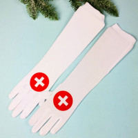 Аксессуар карнавальный "Перчатки. Медсестра" цв.белый арт.770-0480