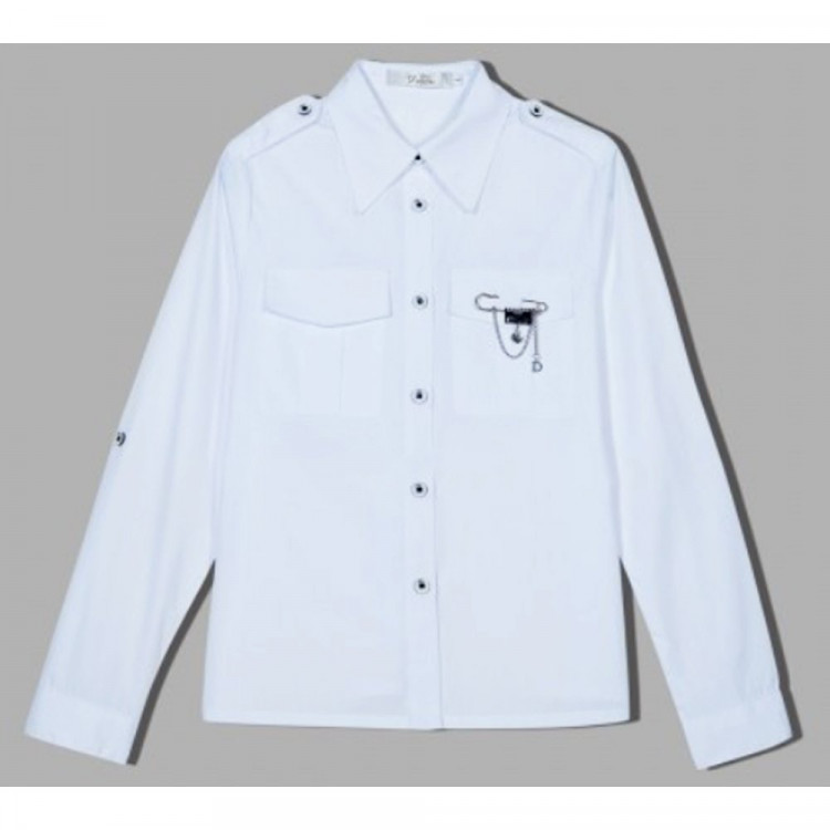 яяяБлузка для девочки (Делорас) длинный рукав цвет белый арт.C63074 размерный ряд 44/164-46/170