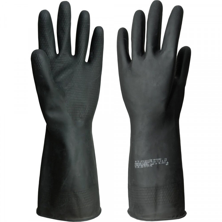 Перчатки защитные АЗРИХИМ КЩС тип 2 латекс черные (размер 9, L)