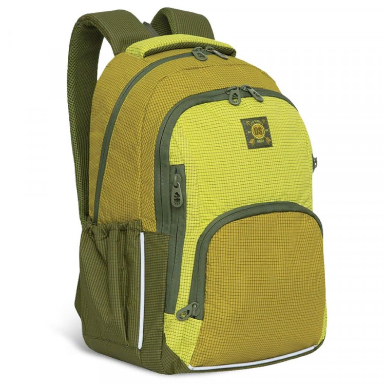 Рюкзак для девочки (GRIZZLY) арт RD-143-3/4 оливковый-желтый 29х40х20 см
