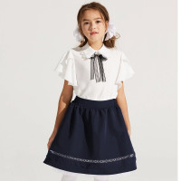 Блузка для девочки (Делорас) короткий рукав цвет белый арт.C64071S