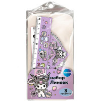 Набор линеек 3 предмета (CENTRUM) Куроми и друзья линейка 15 см, угольник, транспортир арт.76880