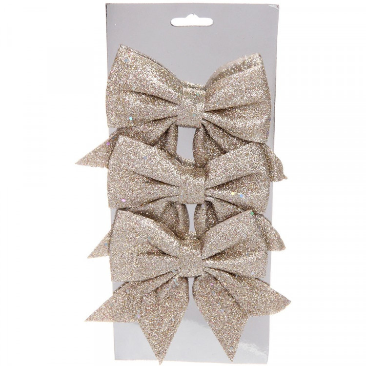 Украшение декоративное "Бант" 12*14см 03шт/наб. "Шик" цв.шампань арт.185-0842