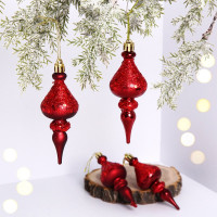 Украшение декор.подвеска пластик "Сосулька. Гламур" 10см 04шт/наб. цв.рубин арт.107-6162