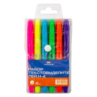 Набор текстовыделителей Workmate 1-4мм, 6 цветов (желтый/зеленый/розовый/оранжевый/фиолетовый/голубой)