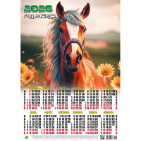 Календарь настенный листовой 2026 А2 "В цветах" арт.001