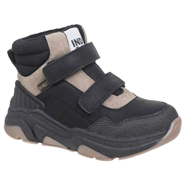 Ботинки для мальчика (Indigo Kids) черный/бежевый верх-искусственная кожа подкладка - текстиль артикул 55-0020G