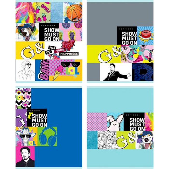 Тетрадь А5 клетка 48 листов скоба (BG) Шоу продолжается ассорти арт.8312