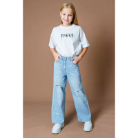 Брюки для девочки артикул Deloras 22549 размер 34/134-44/164 цвет джинсовый