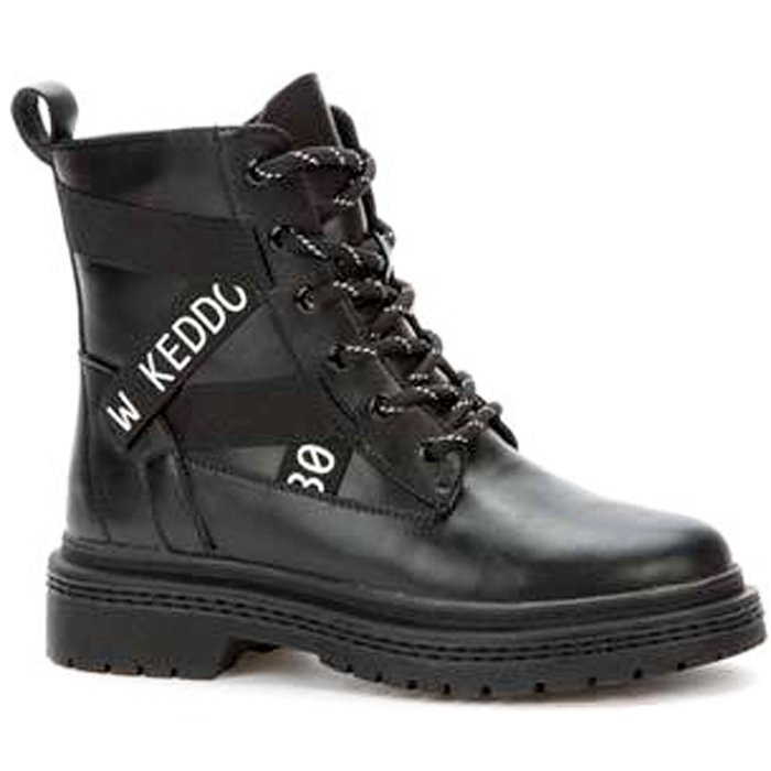 Ботинки для девочки (KEDDO) черный/белый верх-искуственная кожа подкладка - шерсть  артикул 518136/20-01
