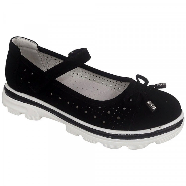 Туфли для девочки (TOM.MIKI) черные верх-искусственная замша подкладка-натуральная кожа размерный ряд 32-36 арт.B-10202-B