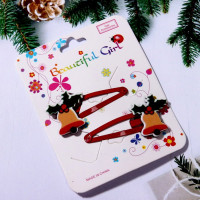 Зажим для волос "Новогодняя сказка-Колокольчики" 2шт/наб. 5см красный арт.564-296