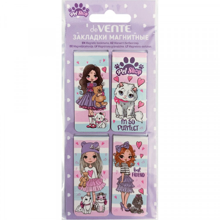 Закладка-магнит (deVENTE) Pet Shop 4 штуки арт.8065206