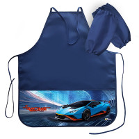 Фартук для детского творчества (Оникс) арт ФН-41-1 тонкий с 2 карманами, с нарукавниками Racing car