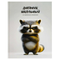 Дневник школьный твердая обложка (Феникс) Сердитый енот матовая ламинация выборочный  УФ-лак арт.70993