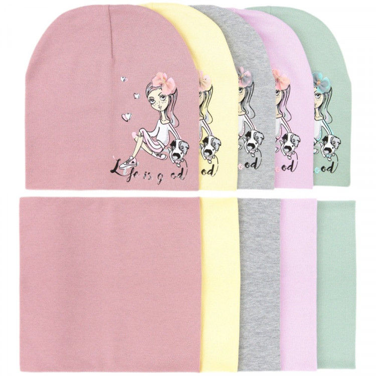 яяяКомплект демисезонный для девочки (Полярик) арт.FT-48-59 размер 50-52 (яяяШапка+снуд) цвет в ассортименте