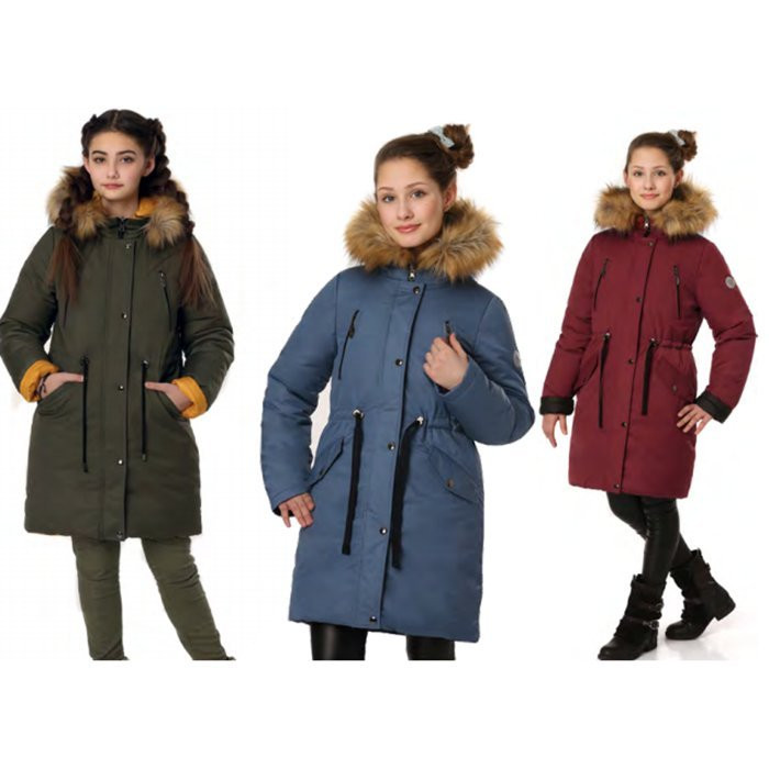 яяяКуртка зимняя удлиненная для девочки (OVAS) арт.Кэмерон размер 42/164 цвет лаванда/синий