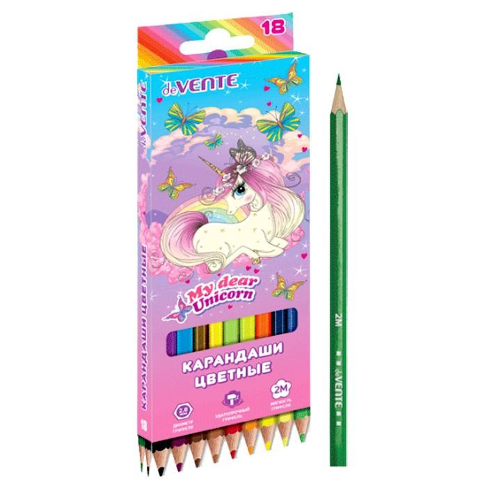 Набор карандашей цветных (deVENTE) Unicorn 18 цветов 2М 2,8мм арт.5023003