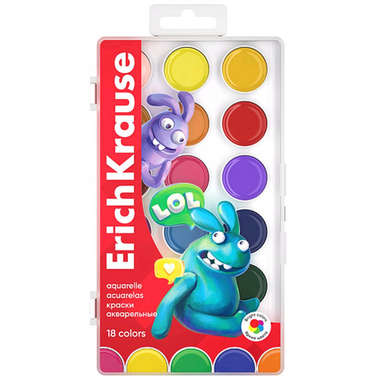 Акварельные краски 12 цветов (ErichKrause) Jolly Friends пластиковая коробка без кисти арт 61367